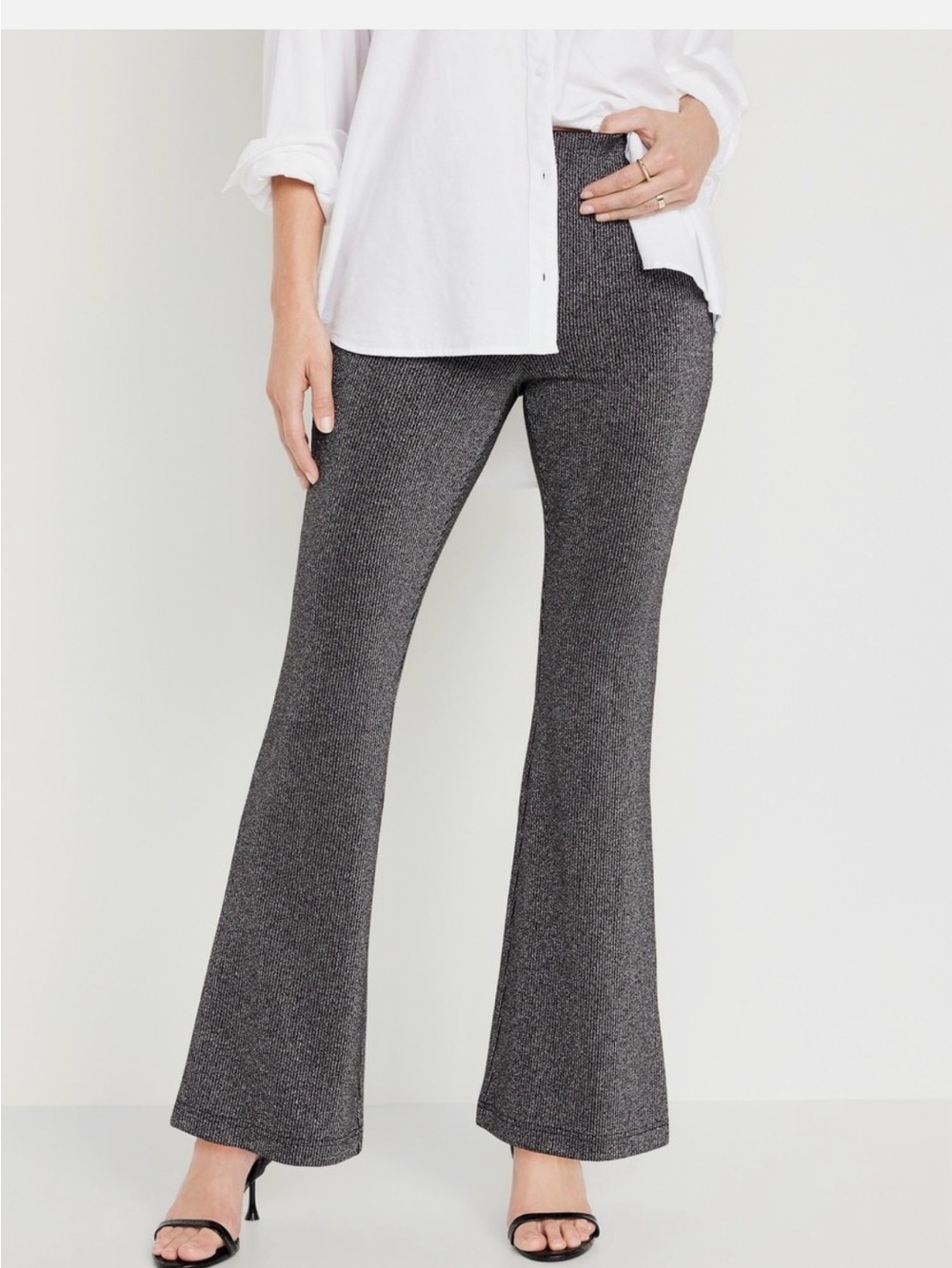 Old navy Shimmery Metallic Flared Pants - Silver